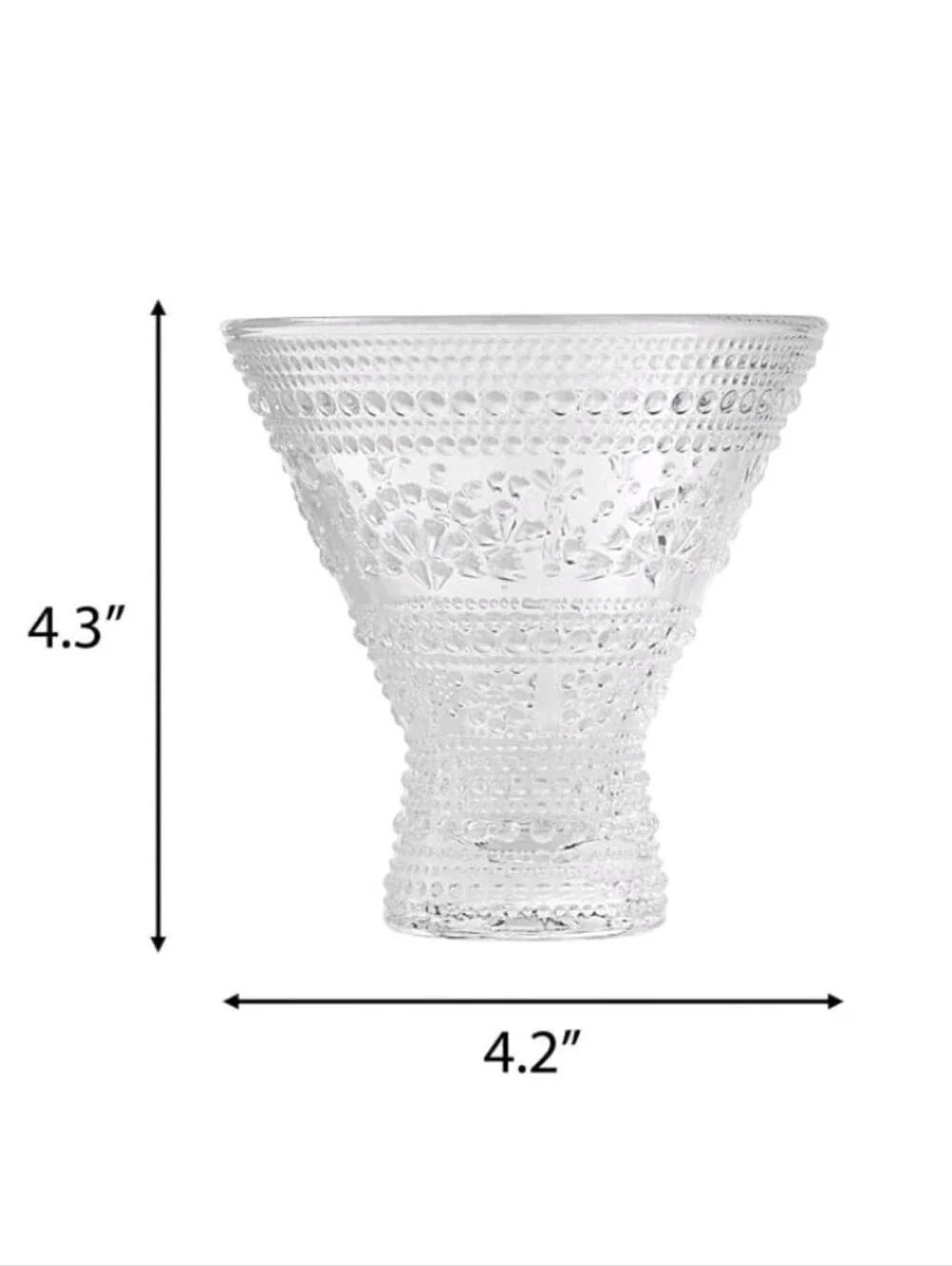 ❤️ 4 Pk The Pioneer Woman Channing Textured Cocktail Glass with Beaded Pattern